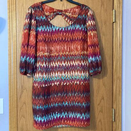 Brown, Tan Orange Dress, Juniors size L 1