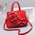 NEW Ladies RED Top Handle Satchel 3D Flower RED Purse 1 thumbnail