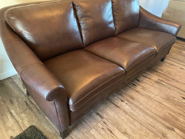 GTR Brown Leather Midcentury Sofa 1
