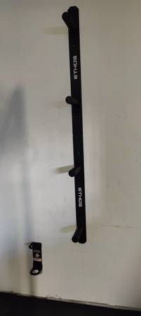 Wall-mounted Olympic weight and barbell mounts- New 1