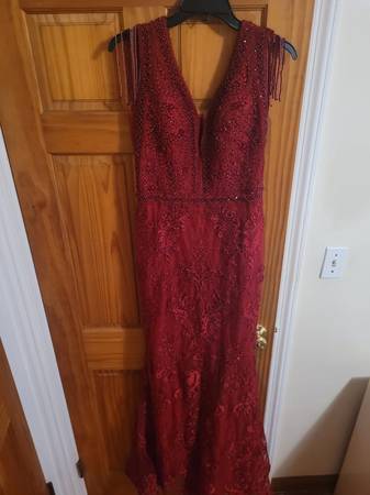Red/Burgundy Dress (Size 14) - garage & moving sales - yard estate sale