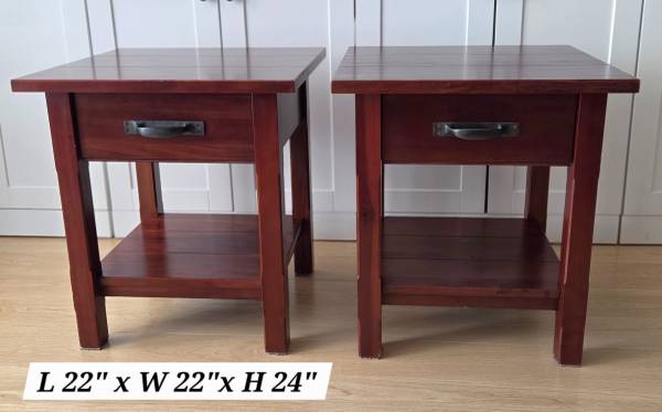 2 Night stands End tables Solid wood Crate Barrel 1