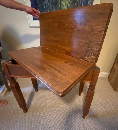 Shape shifting folding wood table   34x34” open and 17x34” closed. 1