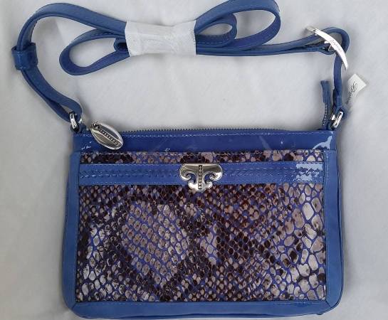 Brighton Blue/ Grey Python Embossed Leather Purse Handbag NEW 1