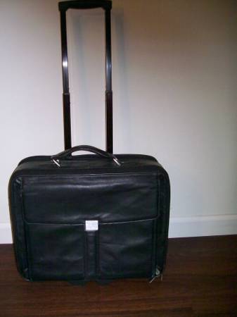 ROLLING BRIEFCASE LEATHER BLACK TOTE 1