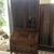 2 Piece Vintage Oak Desk with Cut Glass Panes and Inlaid Leather Area 2 thumbnail
