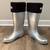 Women's sz 8, HUNTER Black Fleece Liners, SEVEN Silver Tall Rain Boots 3 thumbnail
