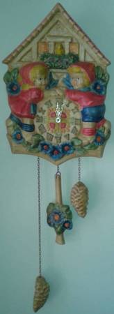 VINTAGE HAND-PAINTED CERAMIC "HUMMEL-STYLE" WALL CLOCK 1