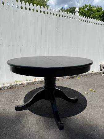 Crate & Barrel Black Wood Dining Table with Leaf Extension 1