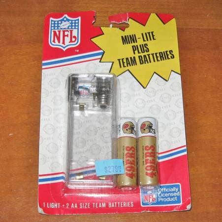 Vintage SF 49ers Football NFL Clear Mini Light w Power Cell 49ers 1