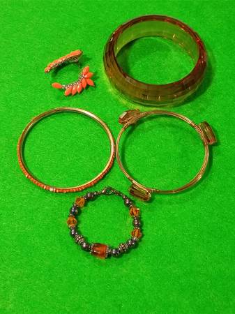 Orange and Amber Colored Bracelets and Earrings all for $8 1