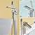 Free Standing Floor Mount Bathroom Tub Faucet w/ Hand Shower, Chrome 9 thumbnail