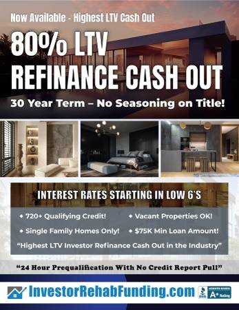INVESTORS - 80% LTV REFI CASH OUT TO $2MILLION with 3 Months On Title! 1
