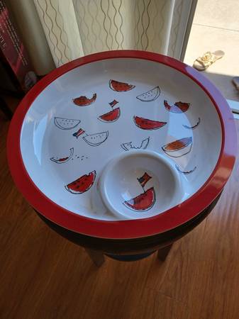 14" Watermelon Melamine Chip & Dip Plate 1