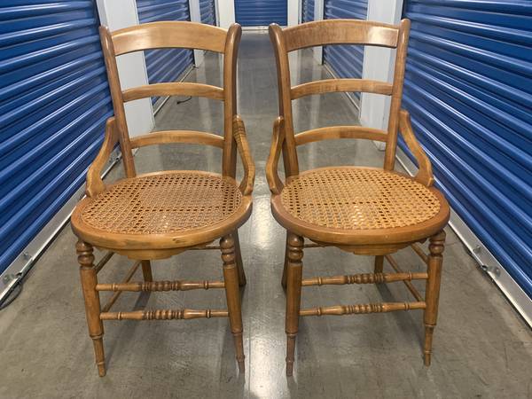 Birdseye Maple Chairs with Cane Seating 1