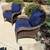 Pair of Outdoor Rattan Chairs with Blue Cushions, Handwoven, All-Weather for Por 7 thumbnail