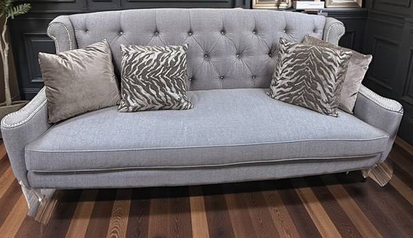 Designer michael amini studio aico 3p gray tufted sofa armchairs set 1