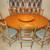 Solid Oak Dining Table, Leaf, 8 Chairs, 8 Seat Cushions, Lazy Susan 1 thumbnail