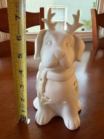 Light-Up Ceramic Holiday Reindeer Dog Figurine – Paw Print Cutouts 🐶 1