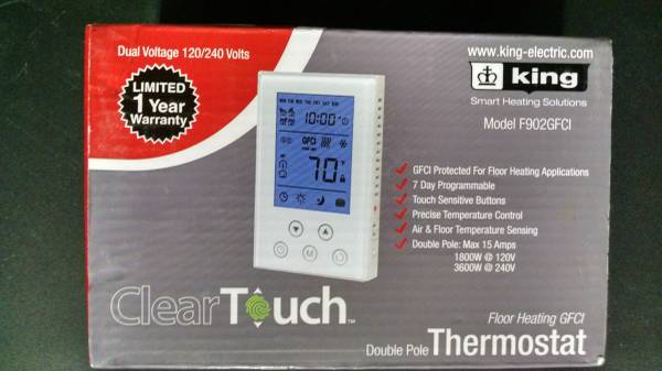 King ClearTouch NEW Floor Heating Thermostat F902GFCI (*Price Drop*) - $10 (Boston and Northward)63471242739331120