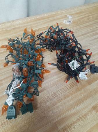 Halloween Strings Lights 19Ft 70 LEDs + 15Ft 50 leds, Amber color 1