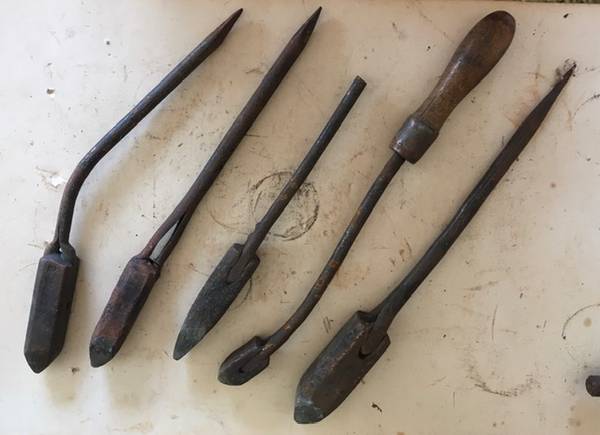 4 ANTIQUE COPPER TIP SOLDERING IRONS 1