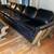 9 ft Long MidCentury Black Leatherette two piece sofa with Walnut wood trim 3 thumbnail