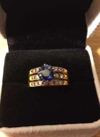 BLUE Sapphire DIAMOND 14K Wedding RING 1