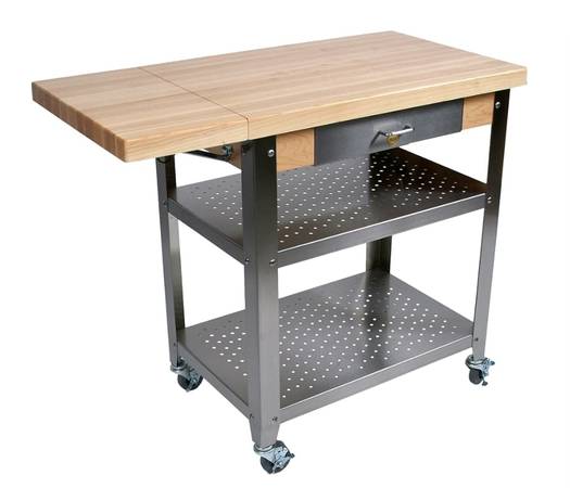 John Boos maple block stainless steel kitchen cart 1