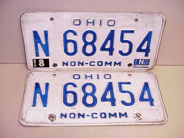 Placas de Ohio 17 en total 5 pares El corazón de todo Licking.. - $40 (SE Salem)63435574721539123
