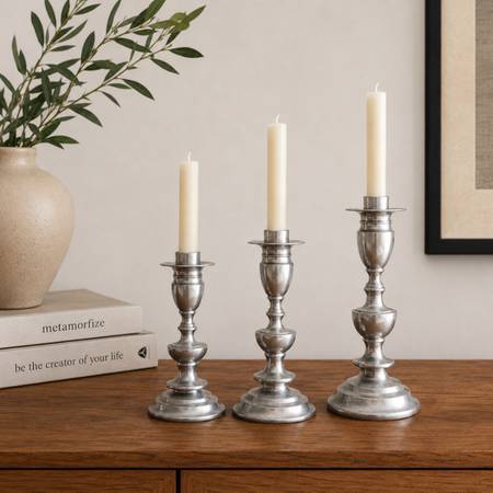 🕯️Vintage Silver Pewter Candlestick Holders Set of 3 Graduated Candle Stick 1