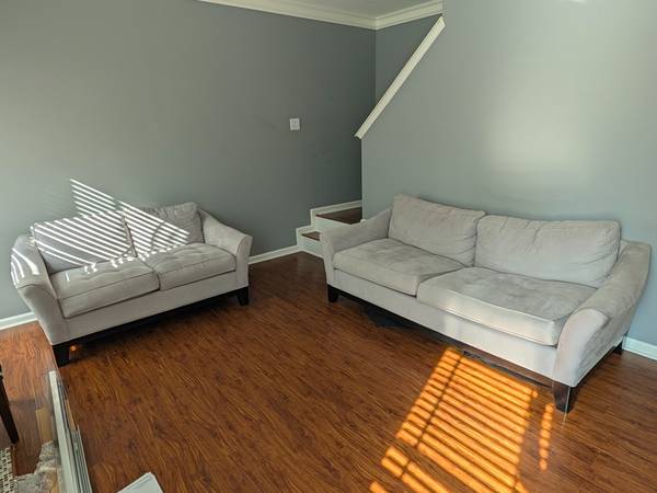 Gray Microfiber Sofa & Loveseat Set 1