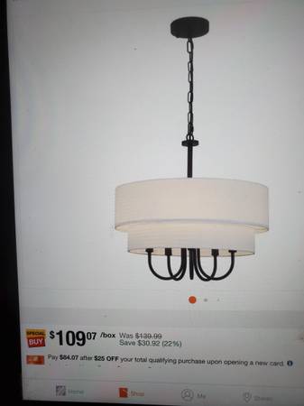 LWYTJO 18" 5-Light Matte Black Modern Candle Chandelier White Fabric T 1