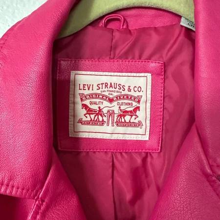 LEVI’S Hot Pink Faux Leather Large Women's Moto Jacket 1