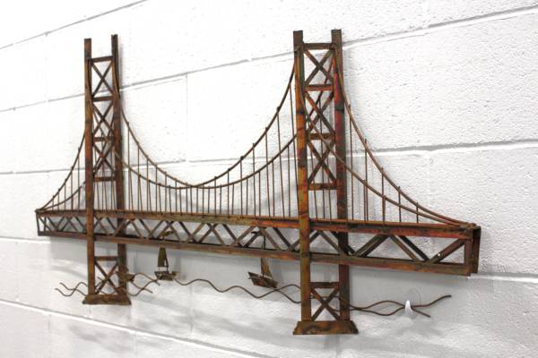 ORIGINAL MCM Brutalist Metal Wall Art Sculpture Jere Style Bridge 1