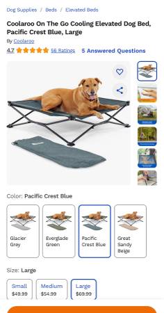 Large Dog Collapsable Cot/Bed 1