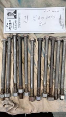 🔩 1/2" x 8" Hex Head Bolts w/ Nuts – 11-Piece Set 🔩 1