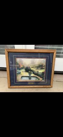 THOMAS KINKADE LAMPLIGHT VILLAGE FRAMED AND MATTED LITHOGRAPH PRINT 1