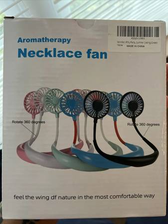 New Aromatherapy Necklace Fan USB Rechargable Adjustable-Green 1
