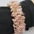 Beaded Bracelet with Button Closure/Pink/Peach/Gold/Clear Tones/up to 8 thumbnail