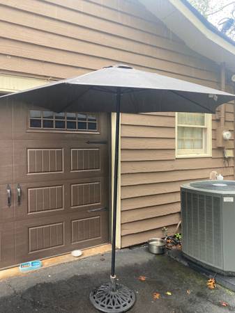 Outdoor Umbrella And Stand - $40 (Dawsonville)63470456144259120
