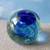 Art Glass Blue Swirl Paperweight 1 thumbnail