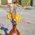 Tall Ribbed Glass Floor Vase with Artificial Flowers & Branches Twigs 2 thumbnail