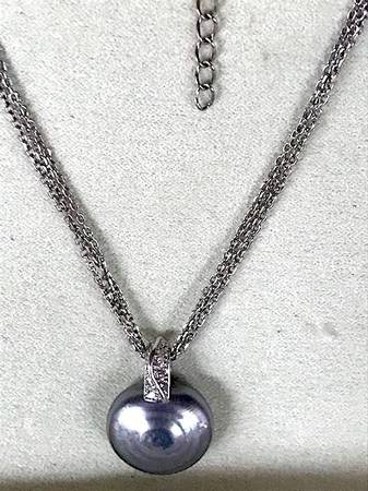 NWT! 15 mm Majorica Baroque Pearl on a 3 Strand SS Necklace/Adjustable 1