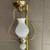 Vintage 50s Milk Glass light fixture with brass coloured mount 10 thumbnail