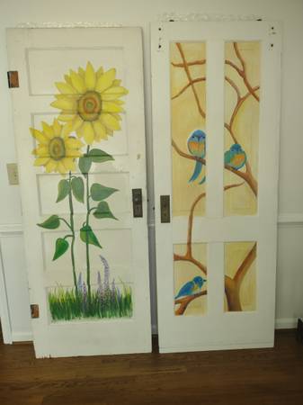 Vintage solid wood doors w/ original art 1