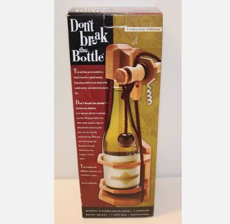 DON'T BREAK THE BOTTLE Wine Bottle Wooden Puzzle 1