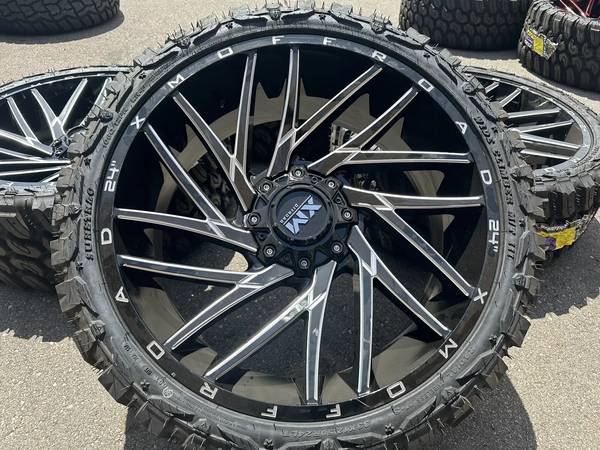 4 24" INCH RIMS/TIRES XM OFFROAD 33X125024 MUD TIRES FORD AND GMC CHEV 1