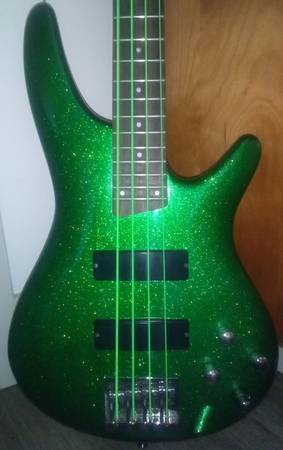 Ibanez Bass Rare Green Sparkle Paint with Active Pickups 1