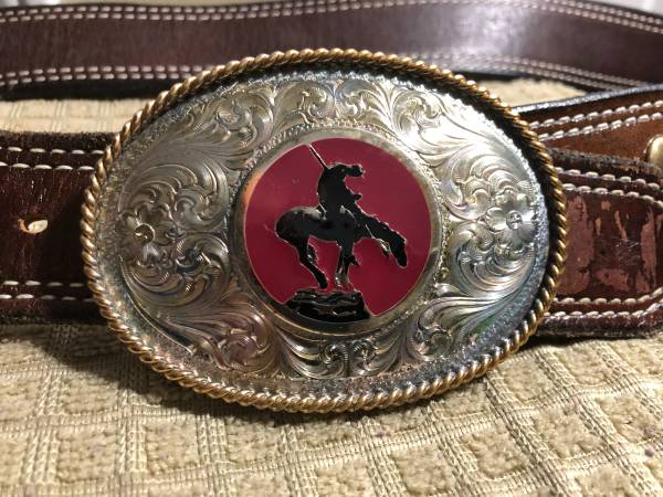 Vintage End of the Trail Belt Buckle Silver Plated Indian-Montana Silv 1